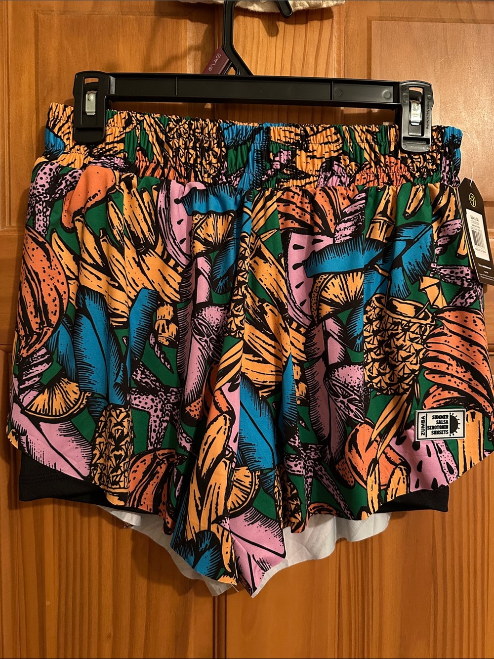 Zumba Tropical Print Women's Athletic Shorts - Multicolor